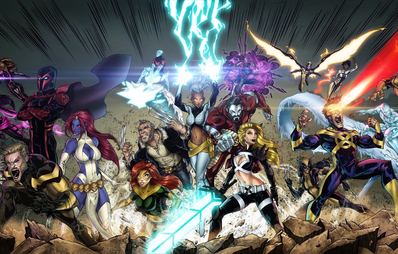 Wallpaper Mystic Wolverine Storm Rogue Mago Marvel Ics