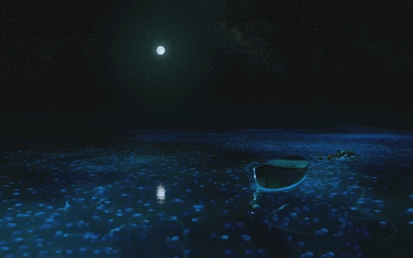 Moon Jellyfish Boats Night Wallpaper