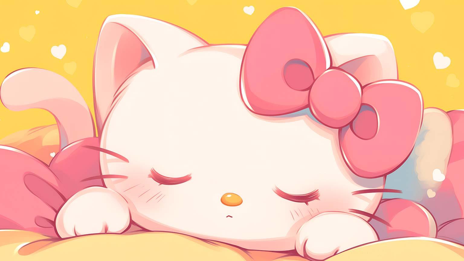 Hello Kitty Sleeping Yellow Desktop Wallpaper Sanrio 4k