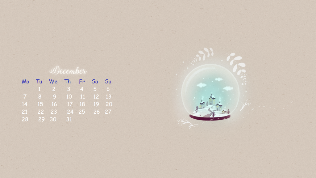 December Desktop Background Calendar Printable
