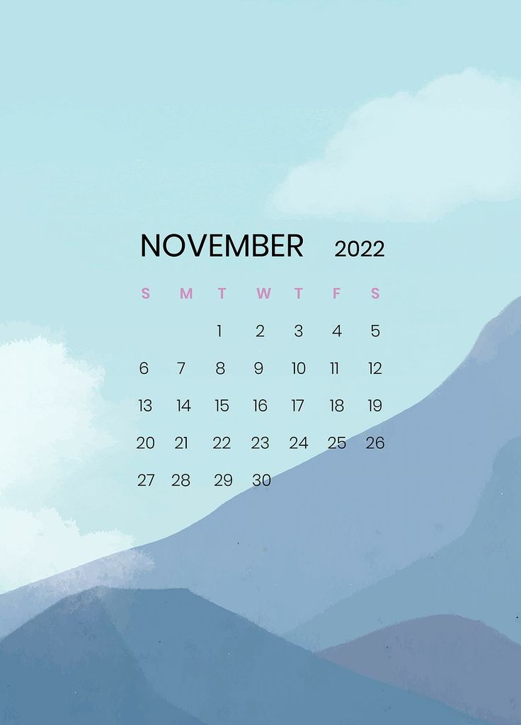 Download free vector of Mountain November monthly editable