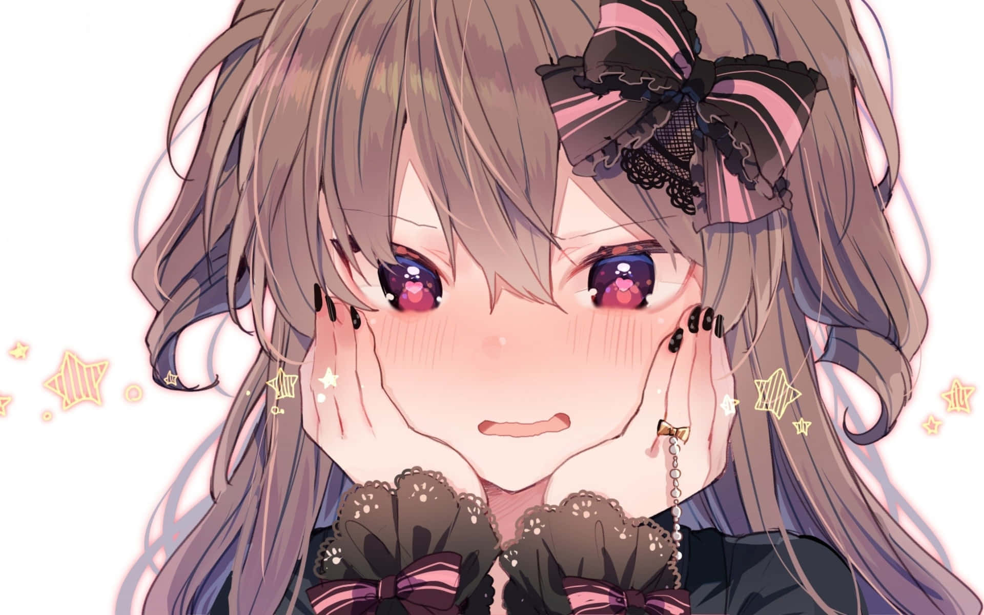 Blushing Anime Girl Timid Expression Wallpaper