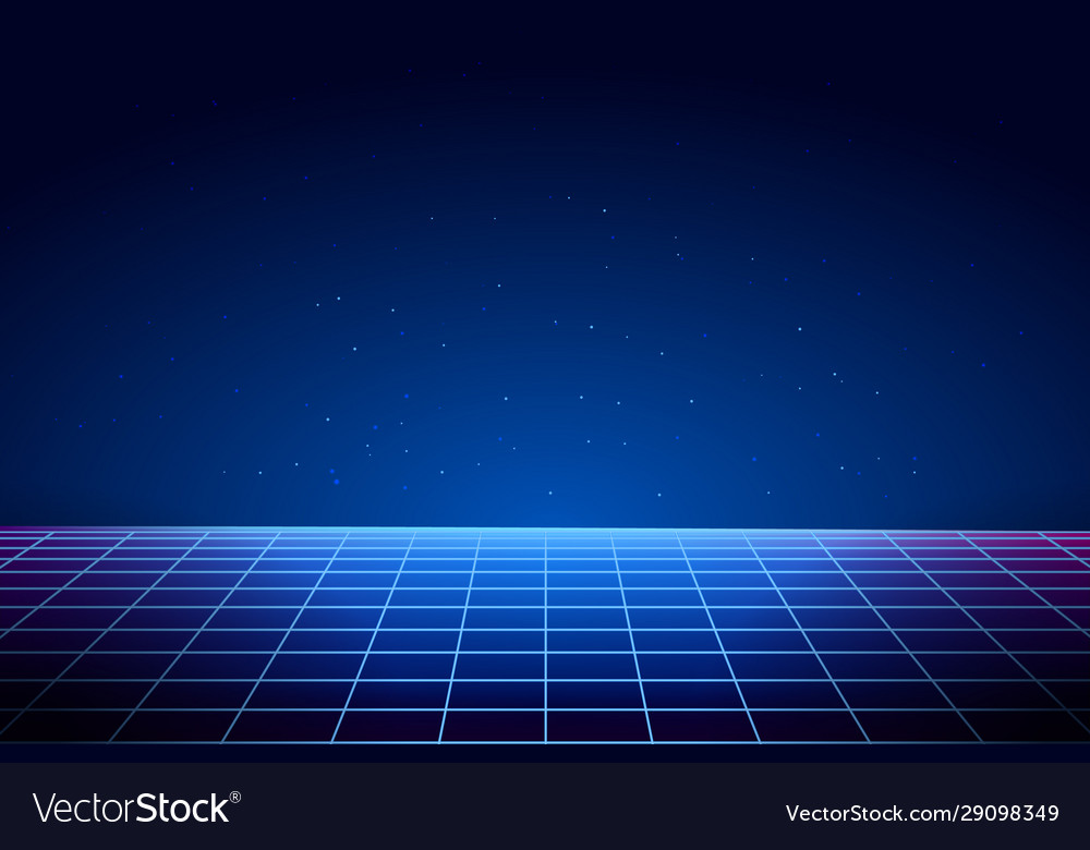 Retro Vaporwave Background Cyberpunk Laser Grid Vector Image