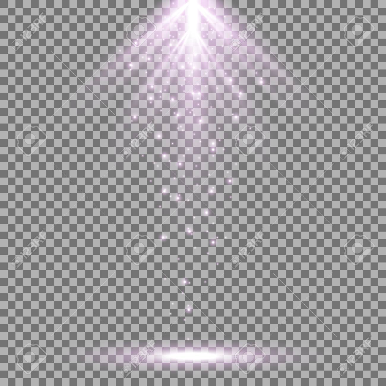Bright Vector Rays From Above With Magic Sparks Light Effect