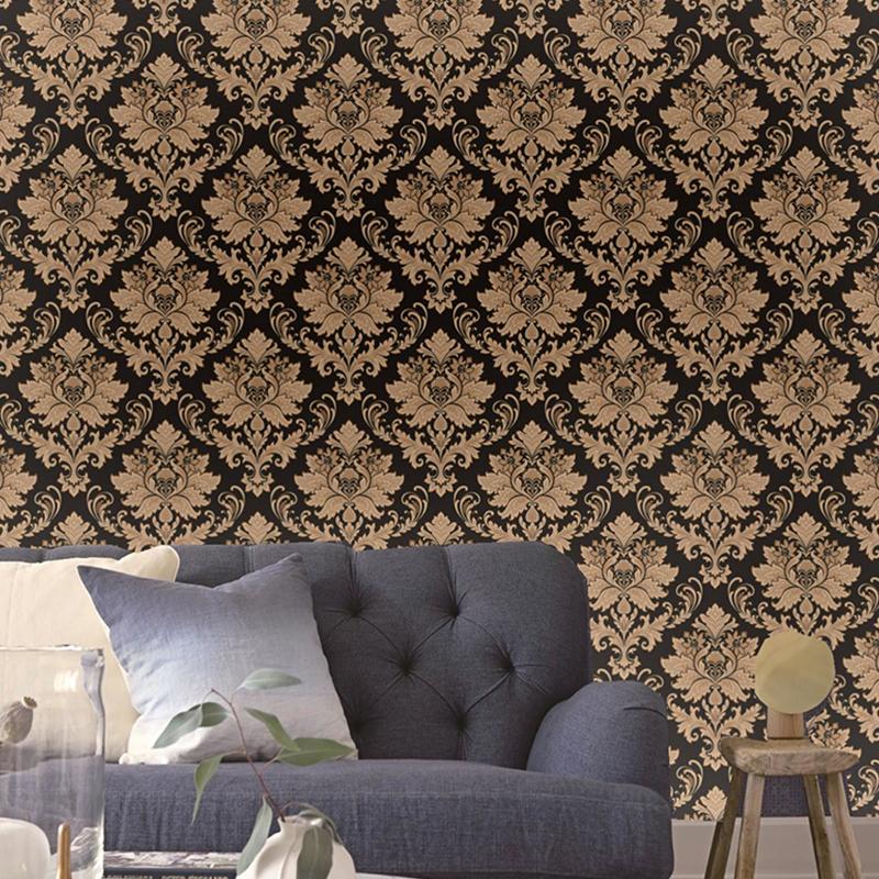 Fab Gold Highlighted Damask Wallpaper