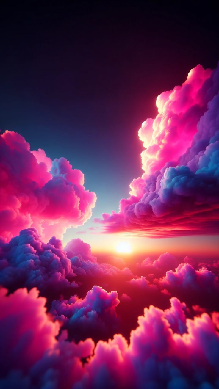 Pink And Blue Clouds In The Sky Wallpaper