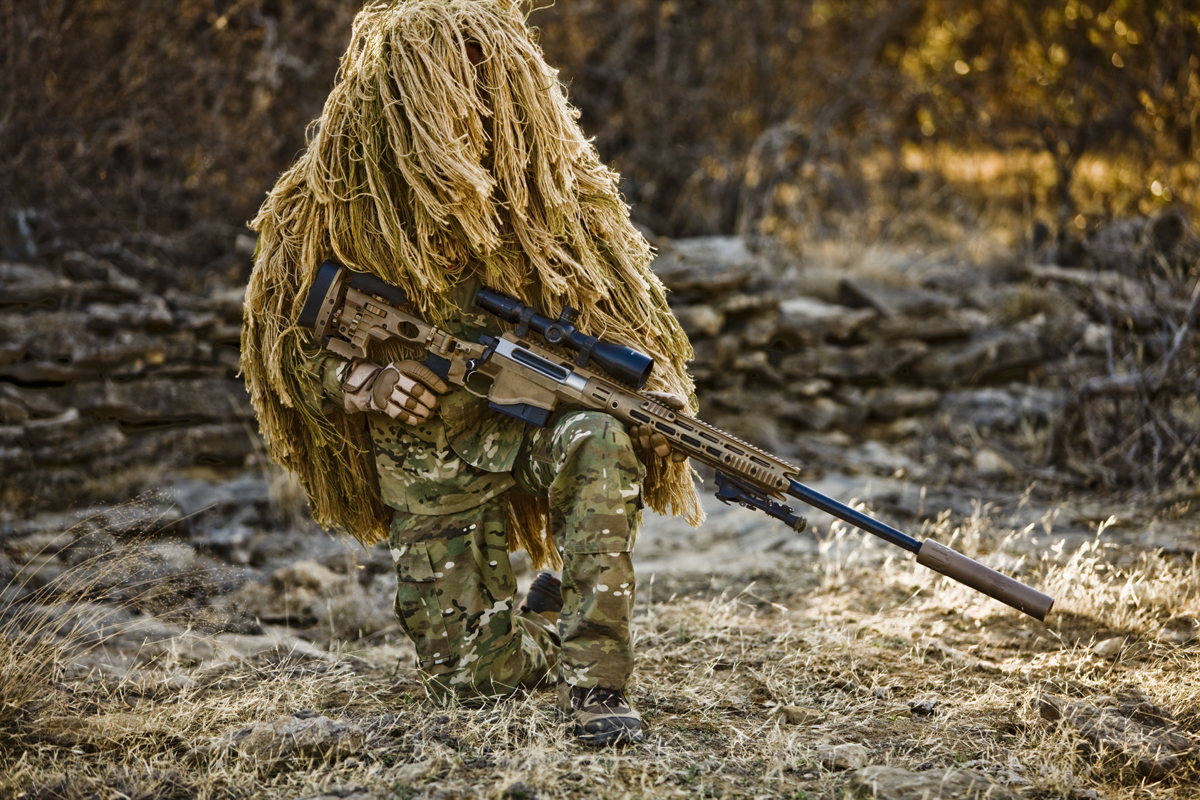 Sniper Rifle Camouflage Soldier Military Wallpaper