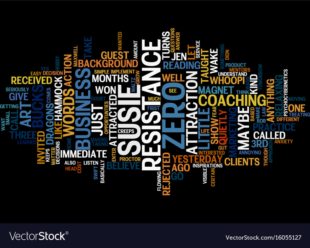 The Art Of Zero Resistance Text Background Word Vector Image
