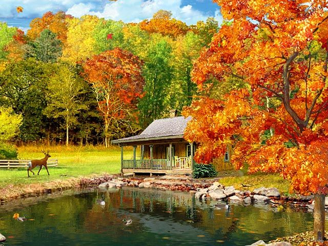 Fall Scenery Desktop Wallpaper 3d Falling Leaves Animated