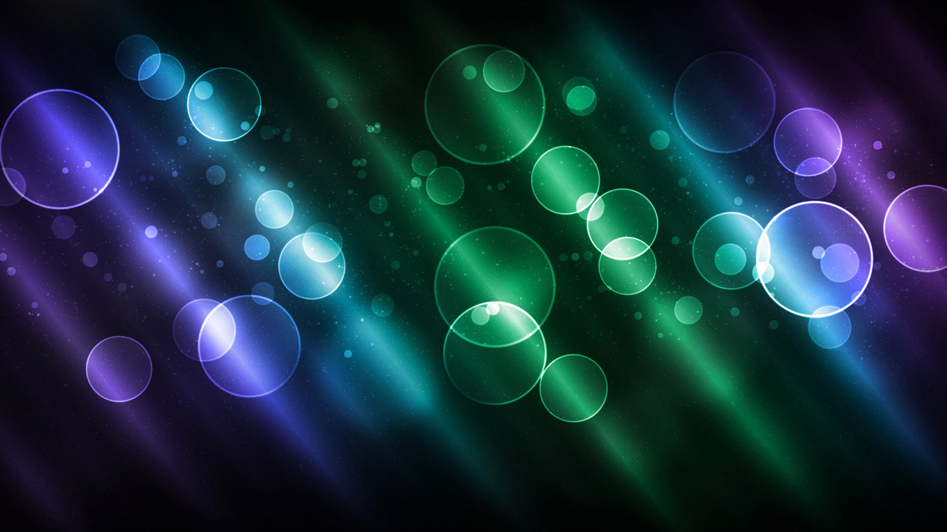 Wallpaper bubbles purple and green lines 3d widescreen 1366x768 on