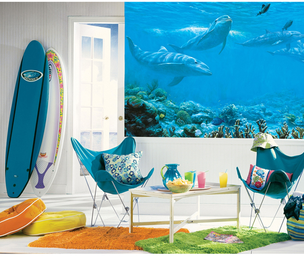 Roommates Dolphins Extra Large Wallpaper Mural X Under The