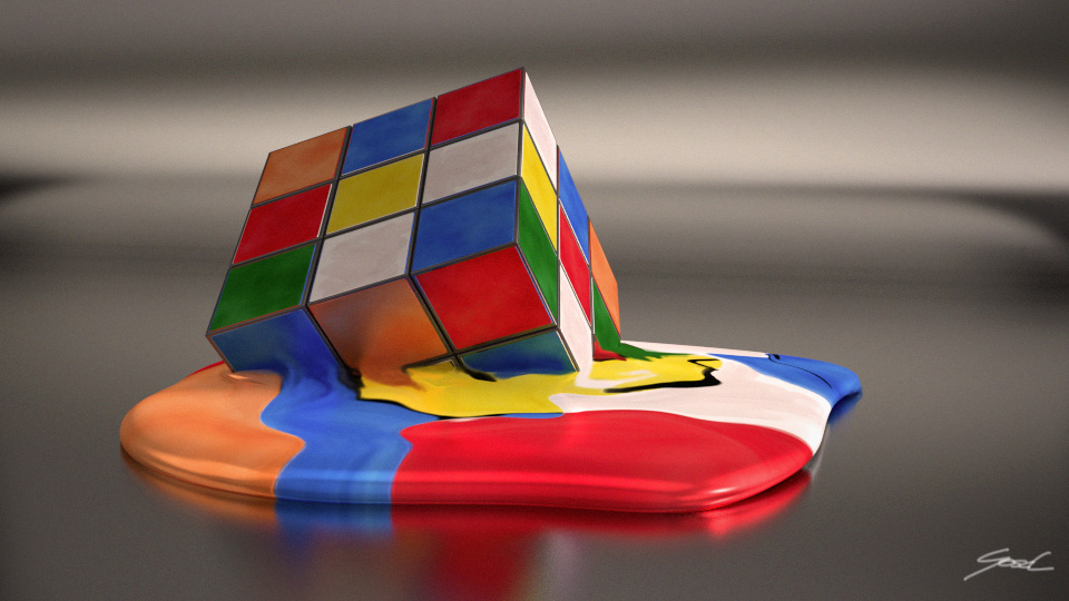 Melting Rubiks Cube by SaphireSouldier 960x540