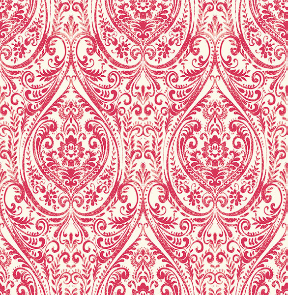 Gypsy Red Damask Wallpaper From The Kismet Collection By Brewster Home