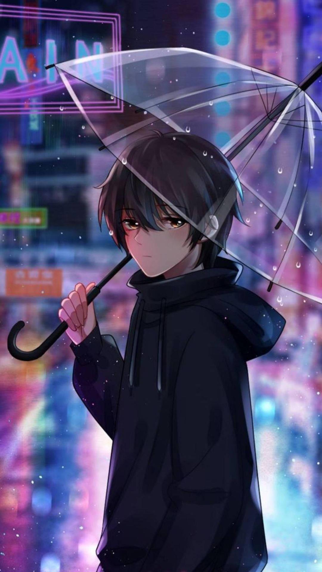 Download Clear Umbrella Of Anime Boy Sad Aesthetic Wallpaper