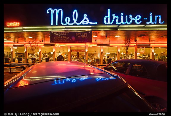 Mels Drive In Restaurant At Night San Francisco California Usa