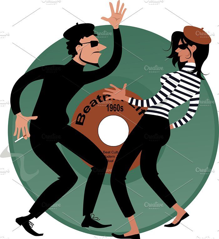 Beatniks Dancing Vinyl Record Background Beatnik