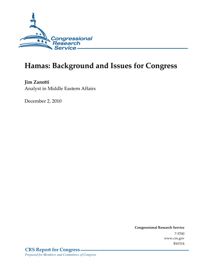Hamas Background And Issues For Congress Unt Digital Library