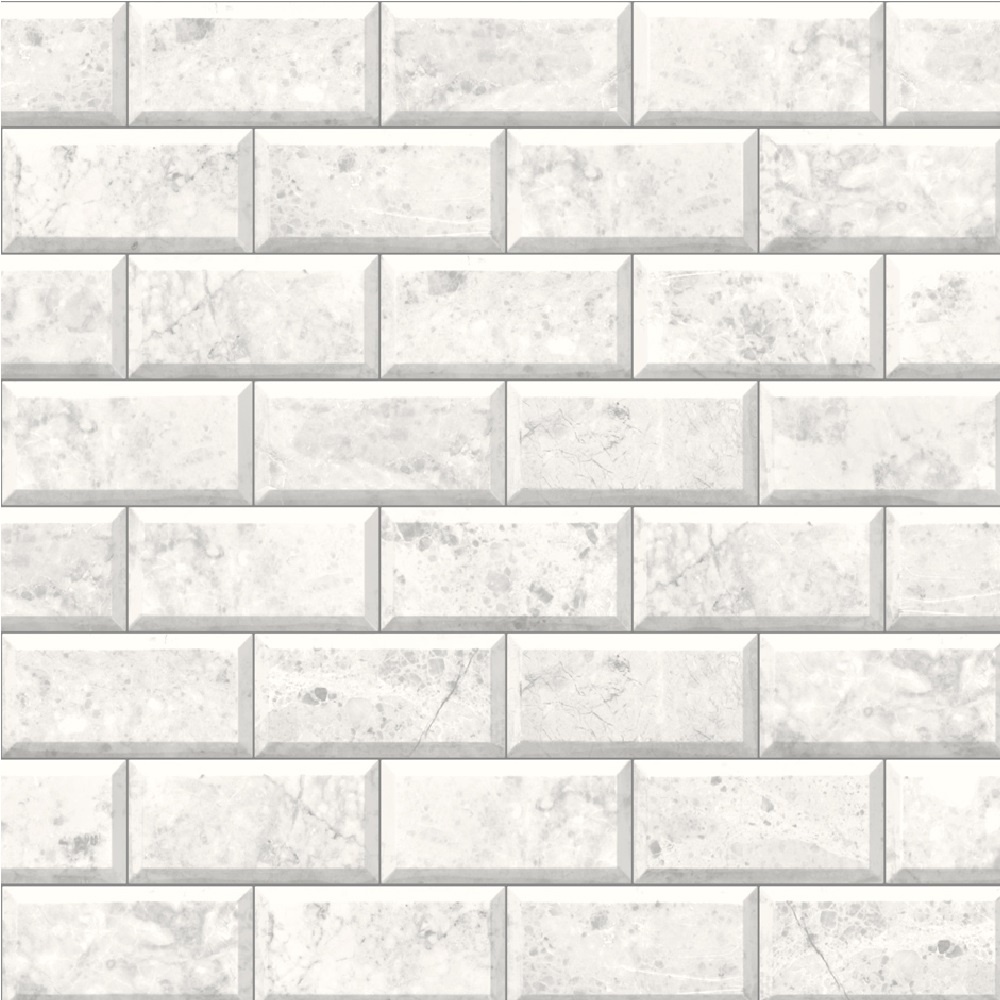 Symmetric Grey Grid Marble Tile Wallpaper Roll  Morphico