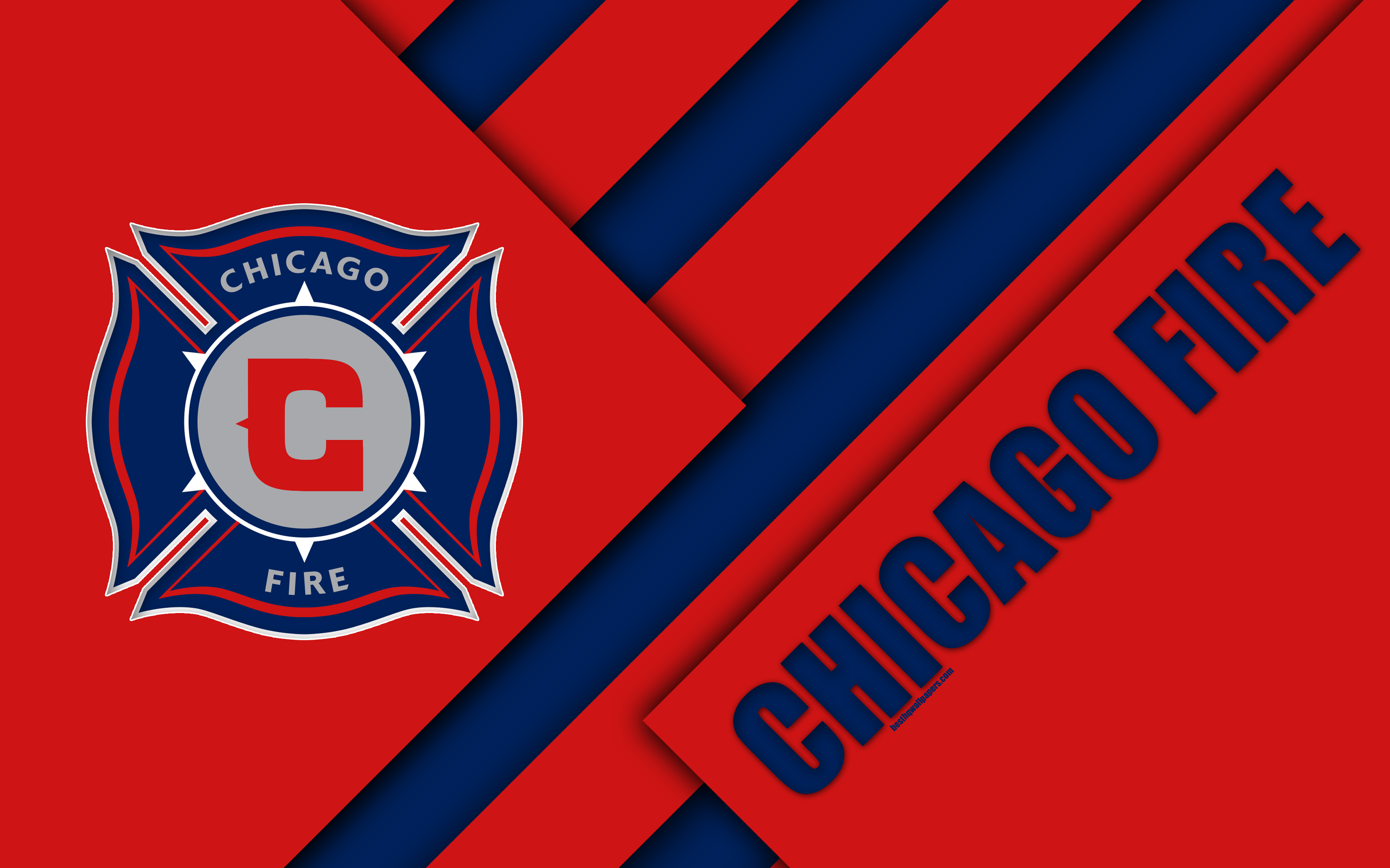 Chicago Fire Fc Material Design 4k Logo Red Blue   Chicago