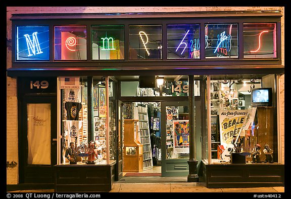 Memphis Store On Beale Street By Night Tennessee Usa Color