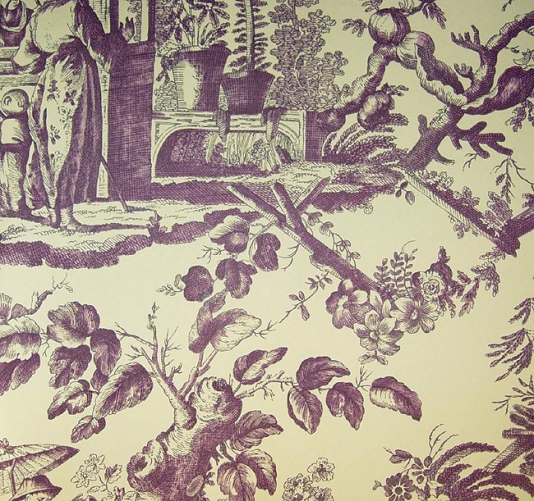 Toile Wallpaper Large Scale Chinese De Jouy In Purple