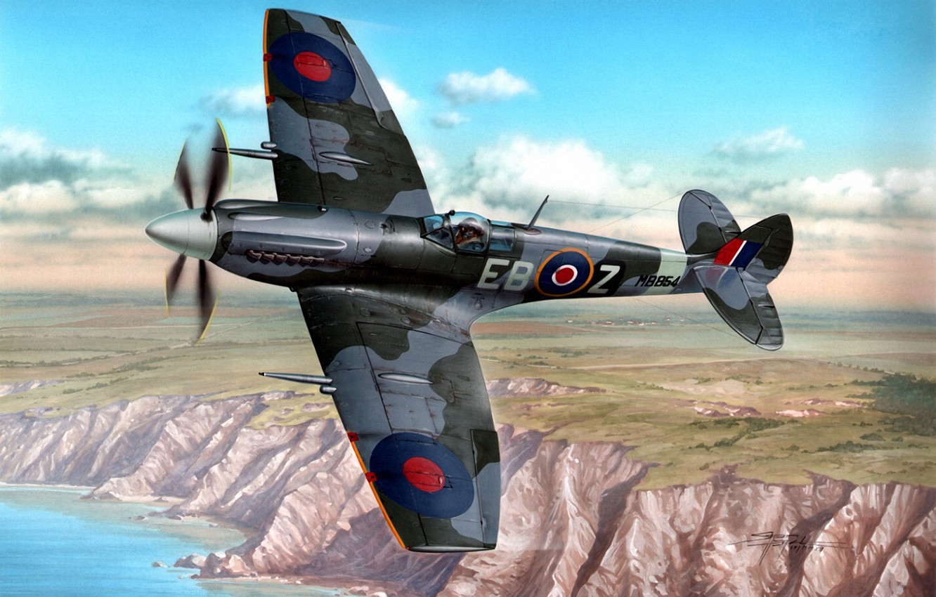 Wallpaper War Art Painting Aviation Ww2 Supermarine Spitfire