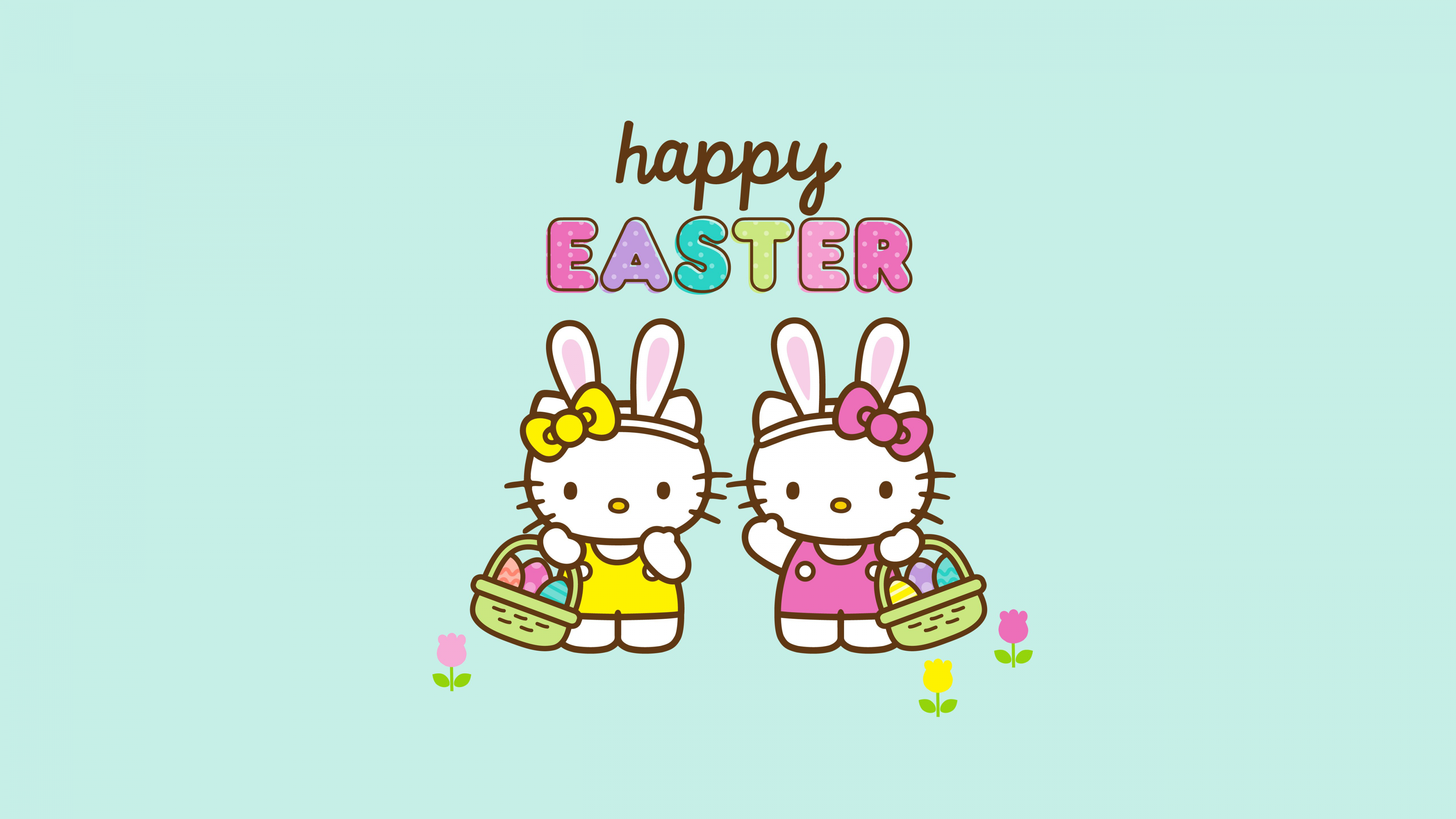 Happy Easter Wallpaper 4k Cute Hello Kitties