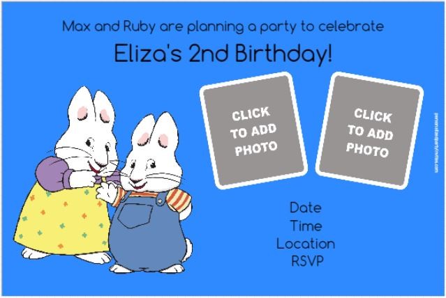 Max And Ruby Photo Invitations Choose A Background Color