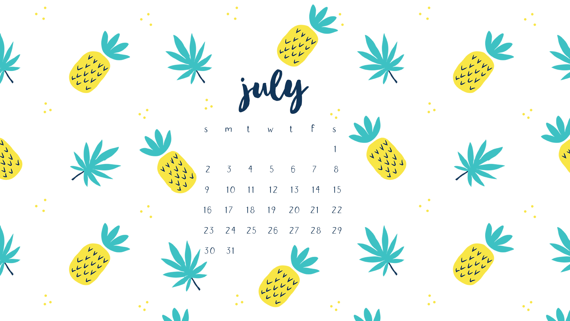 July 2017 Calendar Printables and Tech Pretties 1920x1080