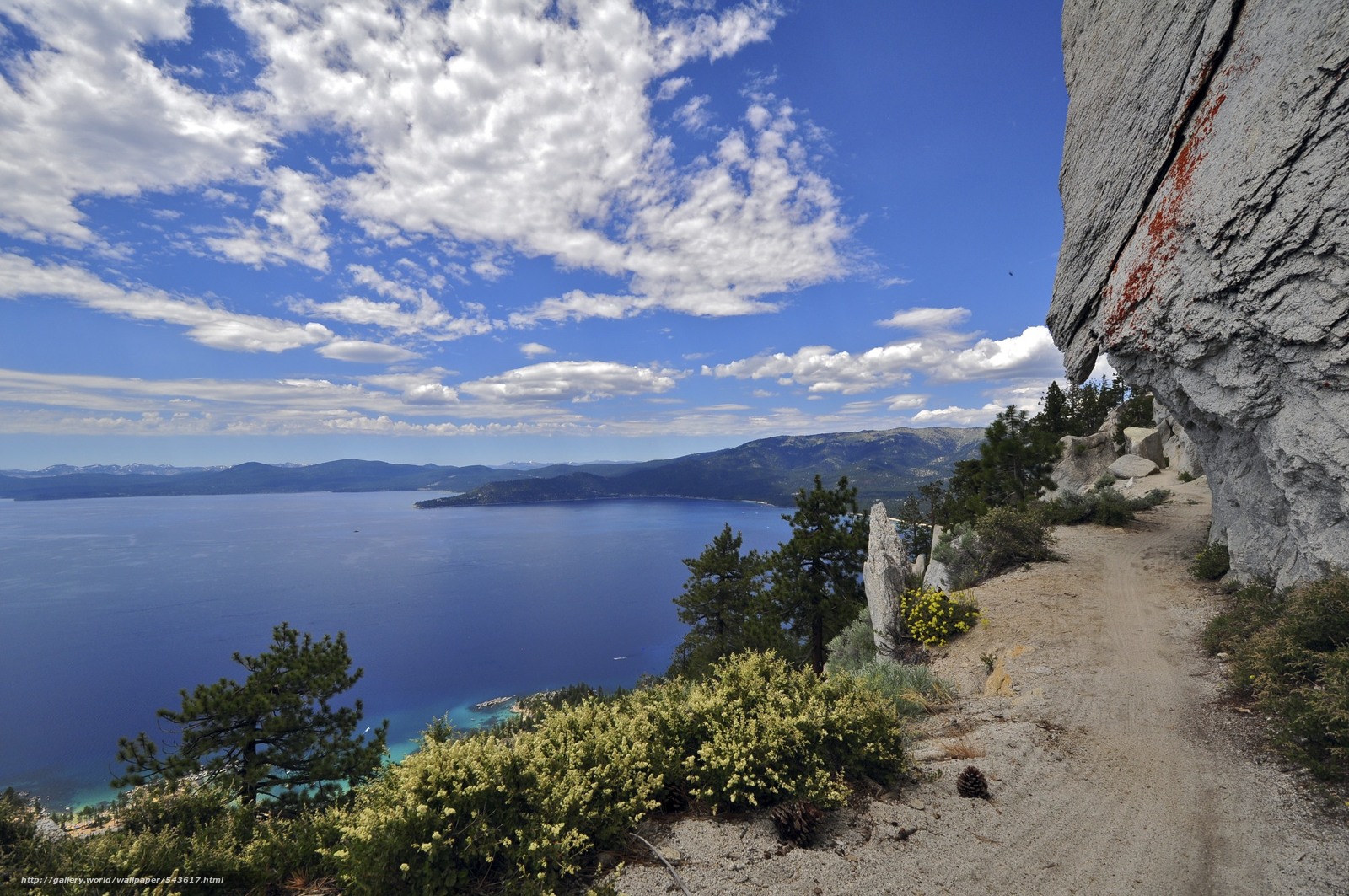 Wallpaper Lake Tahoe Trail Rock Landscape Desktop