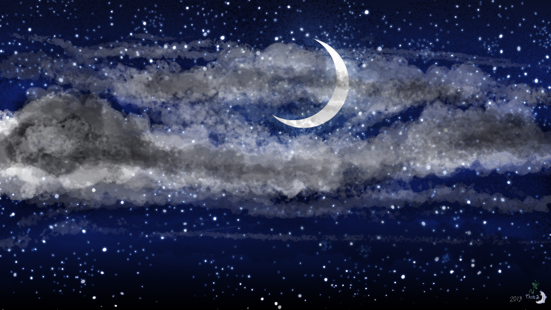 Crescent Moon And Star Wallpaper Night Sky HD