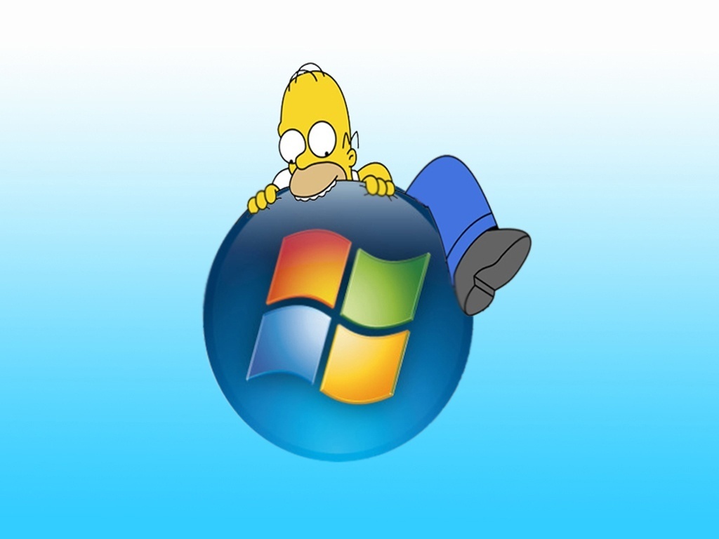 Homer And Windows The Simpsons Wallpaper