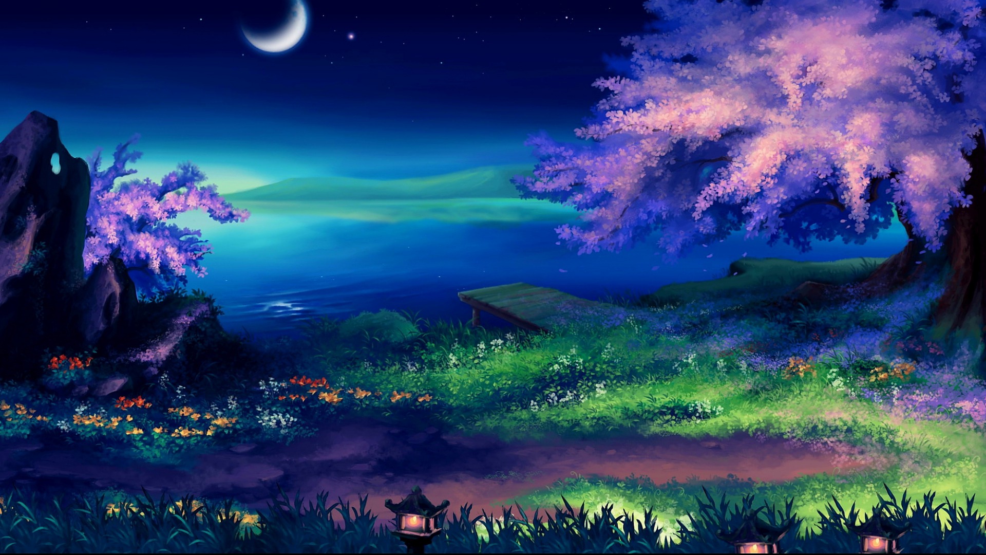 Chiêm ngưỡng vẻ đẹp giả tưởng của đêm tuyệt vời này. Hình ảnh sẽ đưa bạn đến một vùng đất kỳ bí với những cây cối kỳ dị và ánh sao lấp lánh trên trời. 