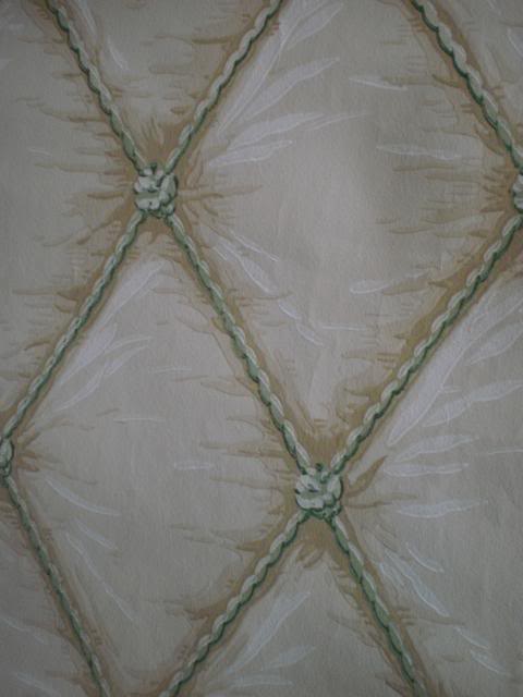 Antique French Hand Painted Trompe L Oeuil Wallpaper Quilted