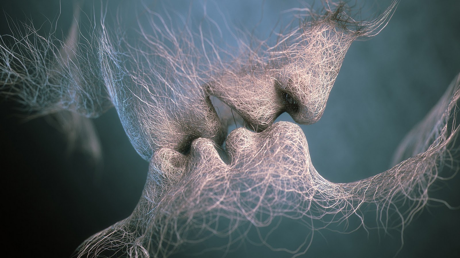 Love Sculpture Kiss Faces Wires HD Wallpaper