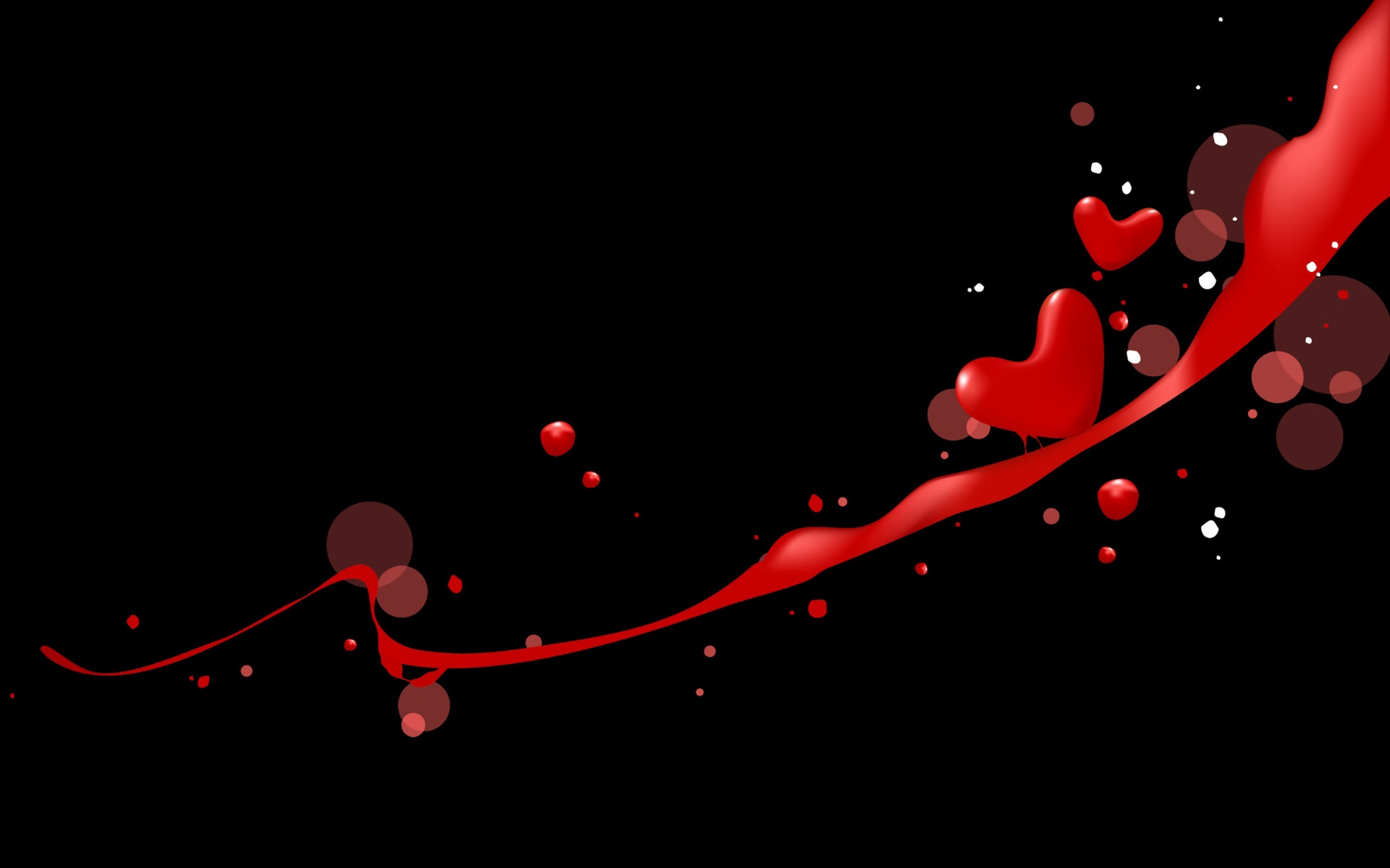 Red Heart Valentines Day Black Backgroung HD Wallpaper