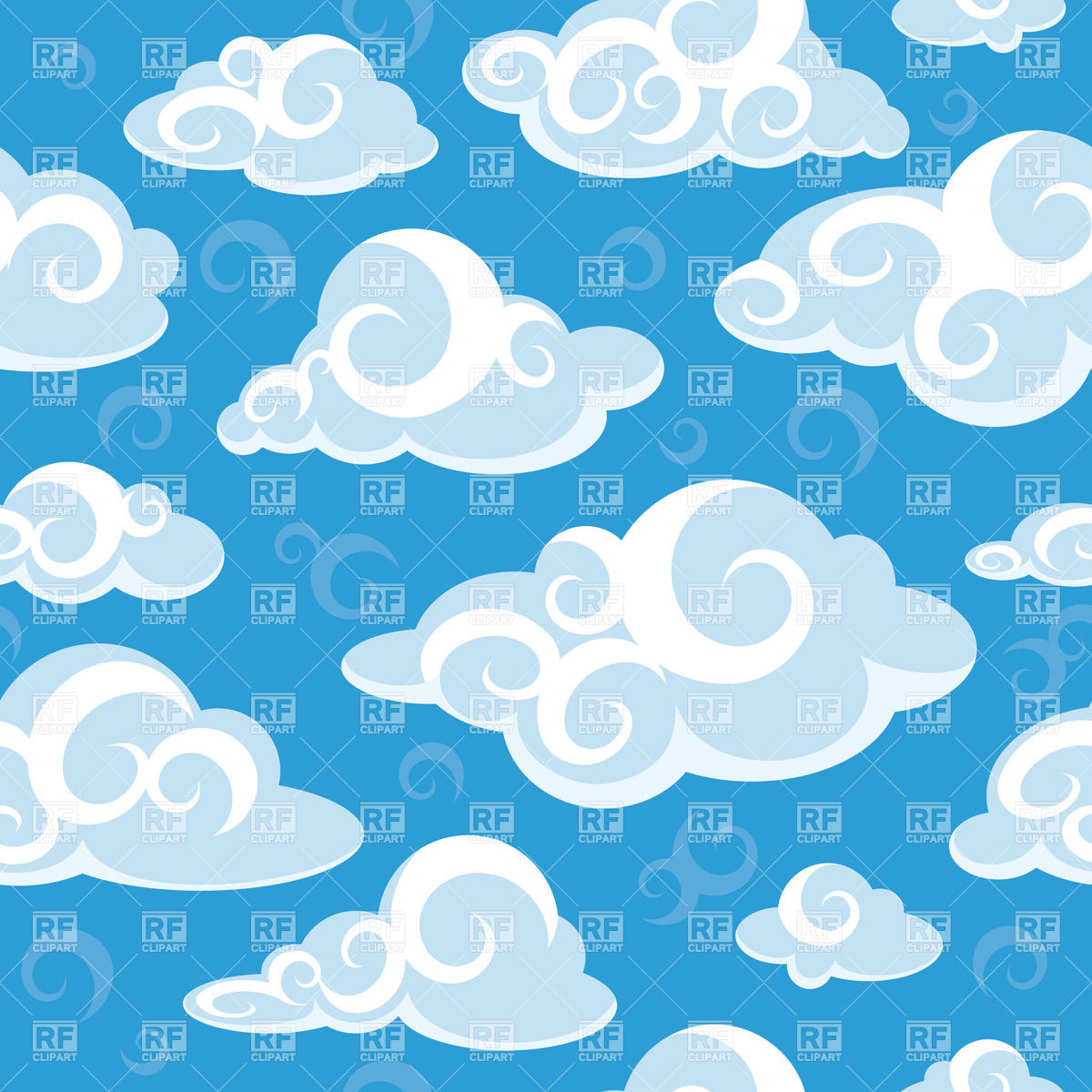Cloudy Pattern Curly Wallpaper Royalty Vector
