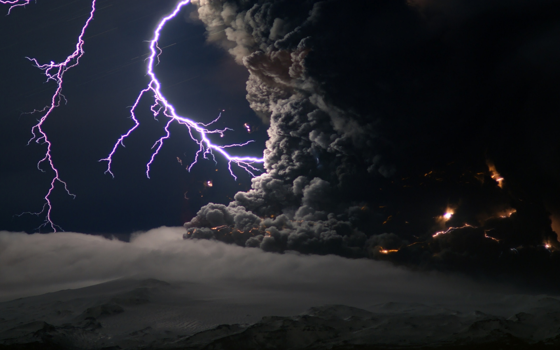 Desktop Wallpaper Volcano And Lightning