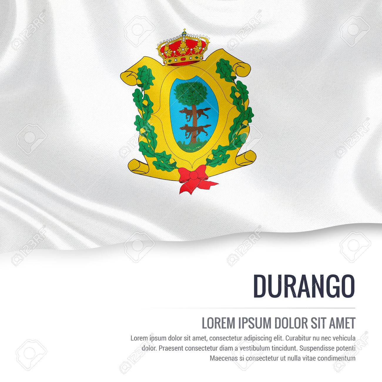 Flag Of Mexican State Durango Waving On An Isolated White