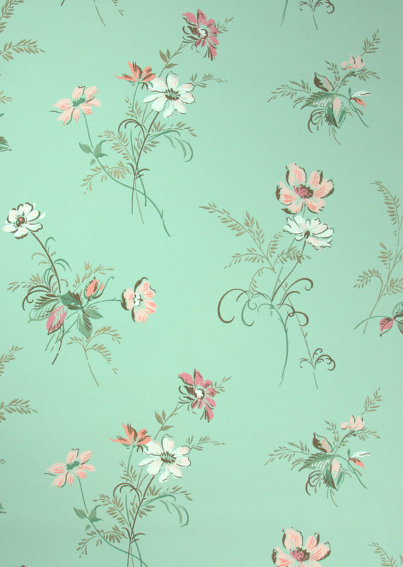 S Vintage Wallpaper Floral With Pink And White Daisy