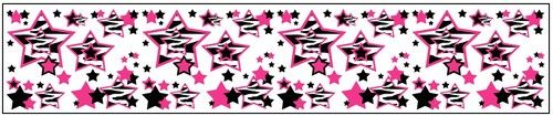 Hot Pink Zebra Stars Wallpaper Border Decals For Teen Girls Room Wall