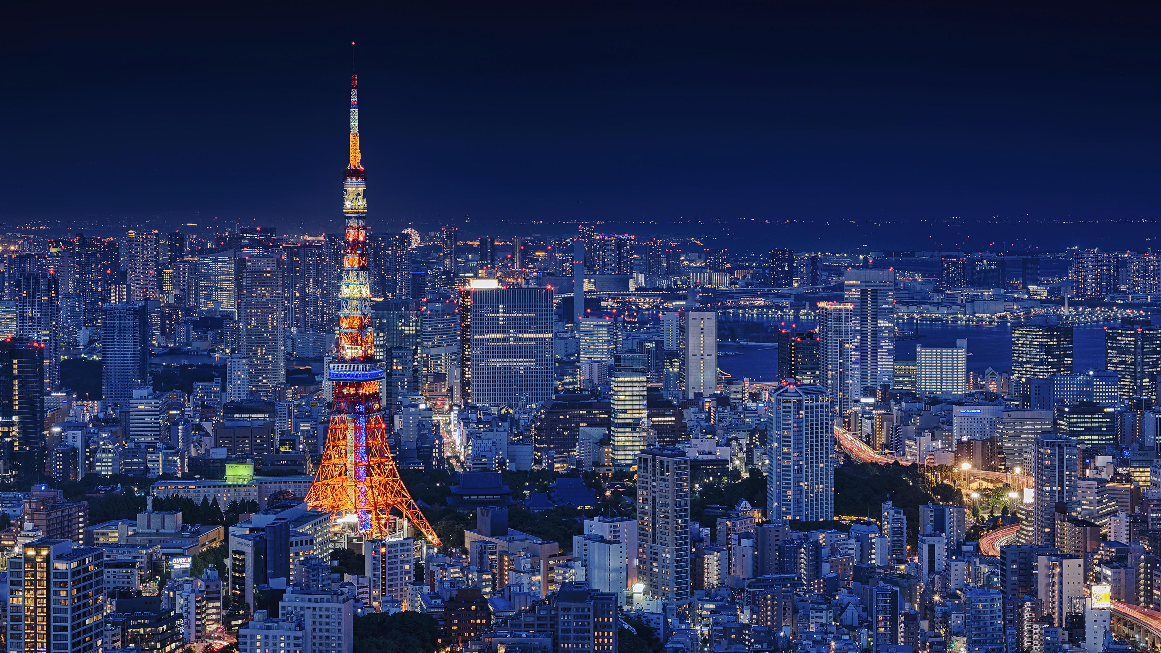 Tokyo Tower Night City Scenery 4k Wallpaper iPhone HD Phone 2710g