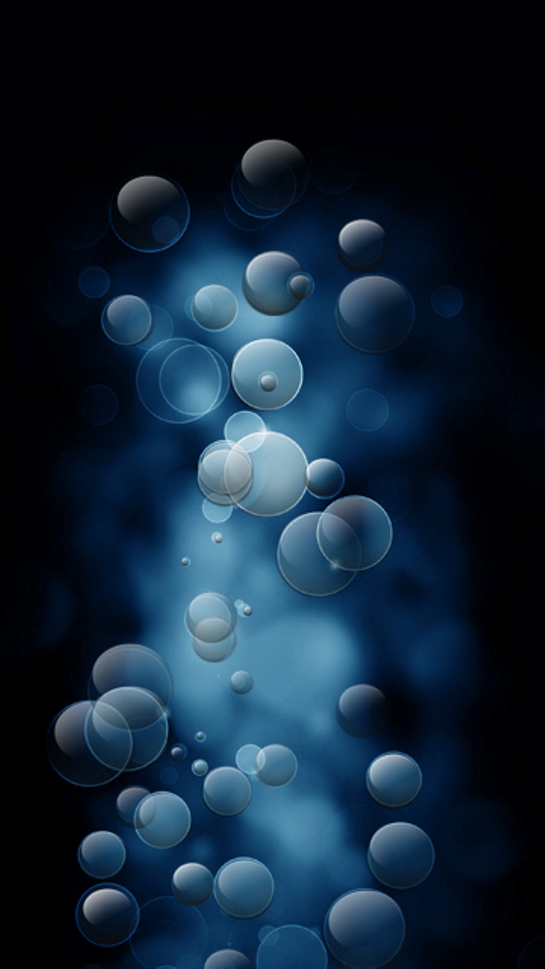 Dark blue background with floating translucent bubbles, perfect for a cool phone wallpaper