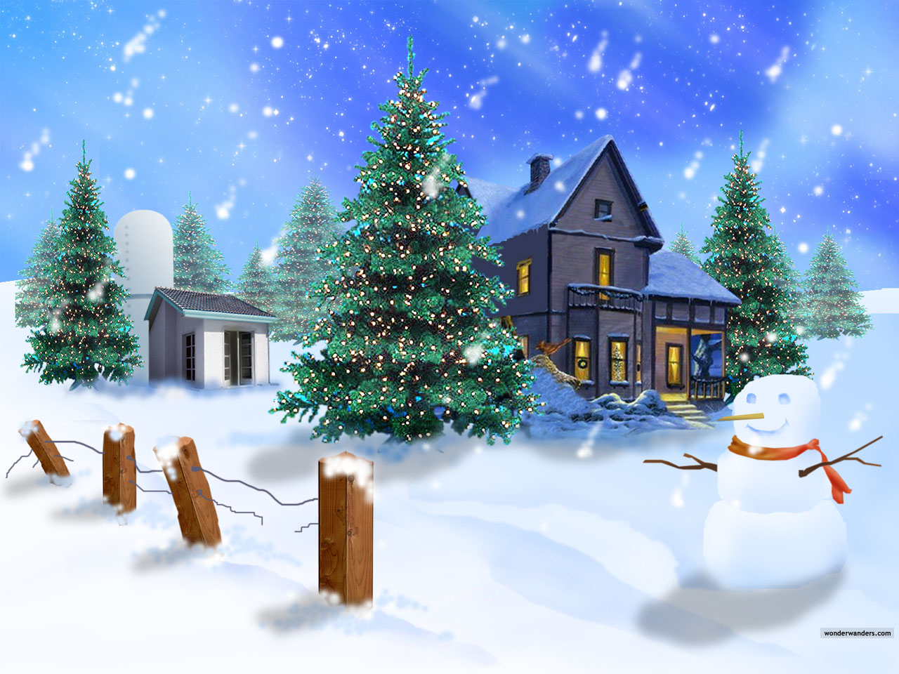 Cute Winter Scene Christmas Wallpaper
