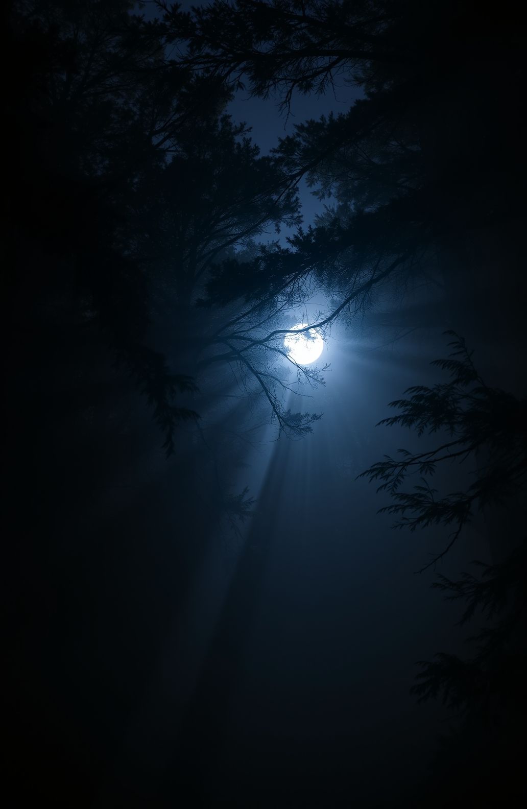 Dark Forest With Moon Wallpaper