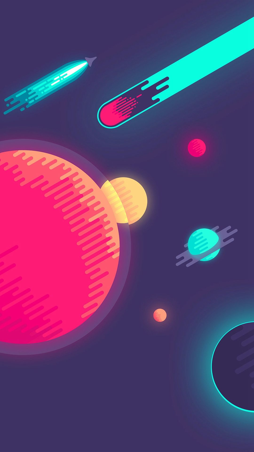 Space Minimal Art Illustration iPhone Plus Wallpaper