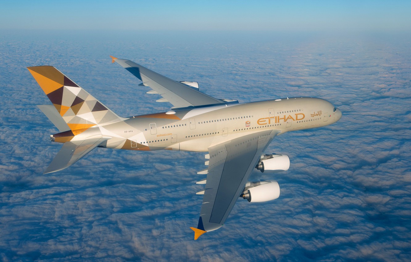 Wallpaper Clouds A380 Airbus Etihad Airways Wing