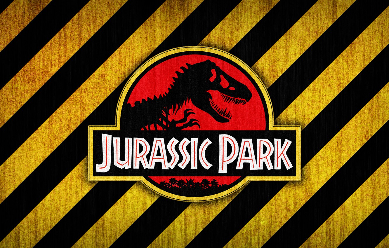 Wallpaper Red Logo Black Yellow Jurassic Park Bones Image