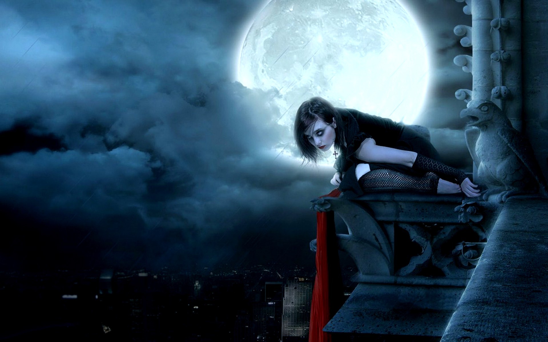 Goth Girl In The Night Wallpaper