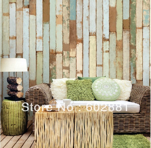 Multi Color Wood Panel Print Pure Paper Wallpaper High Quality